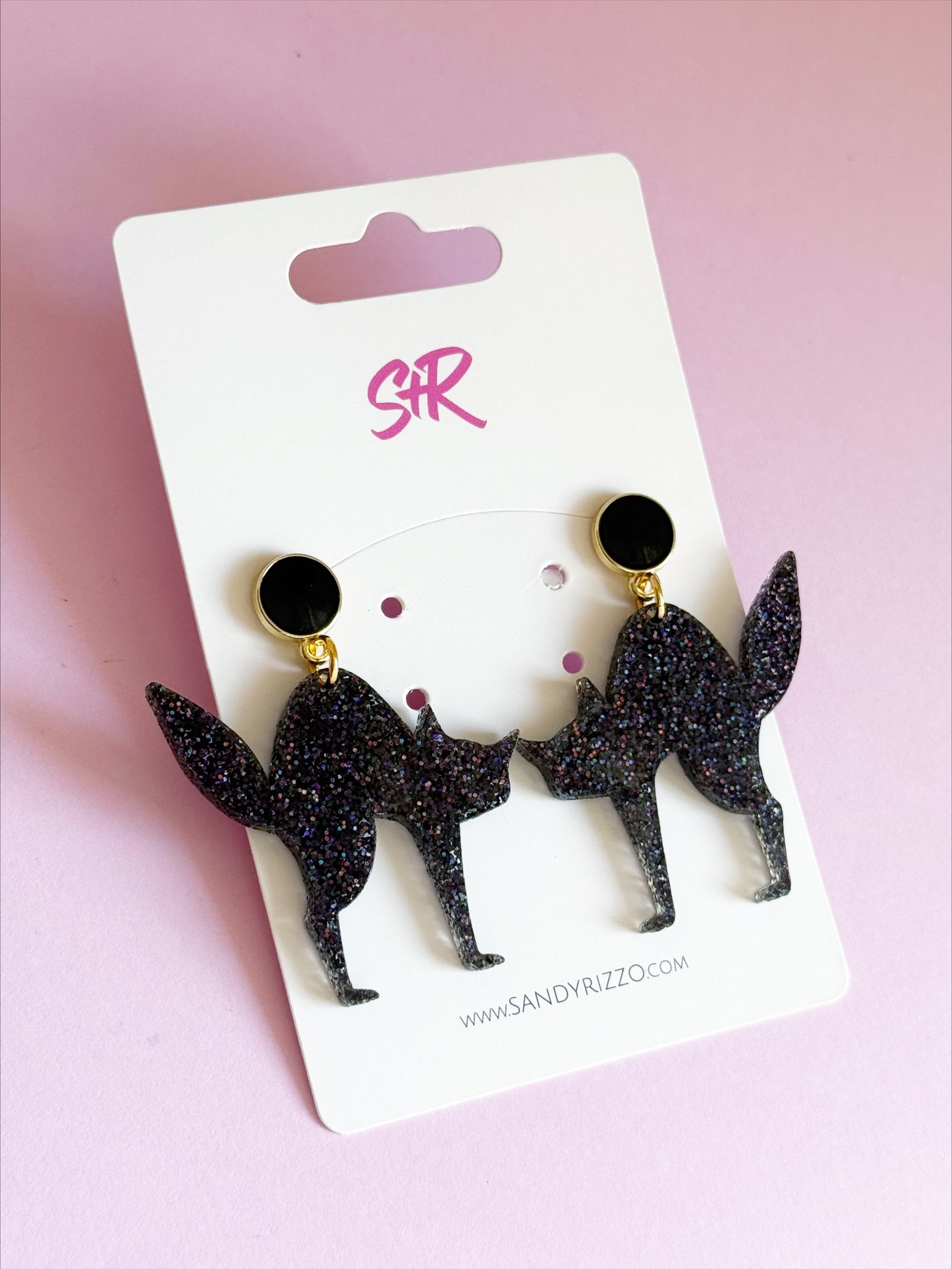 Black Glitter Scaredy Cat