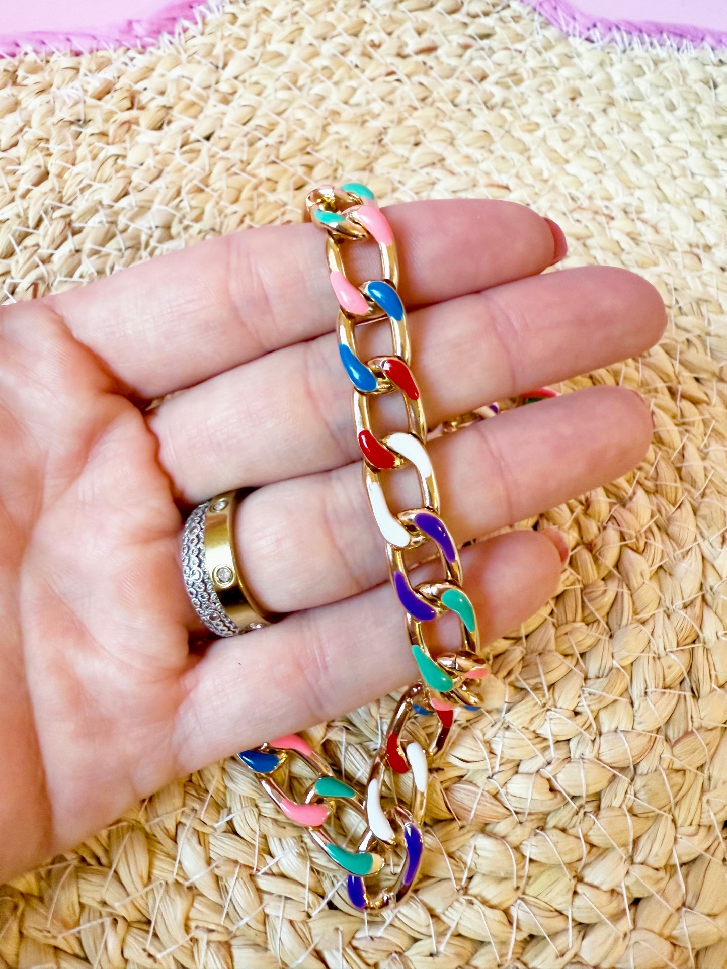 Jewel-Toned Chain Necklace