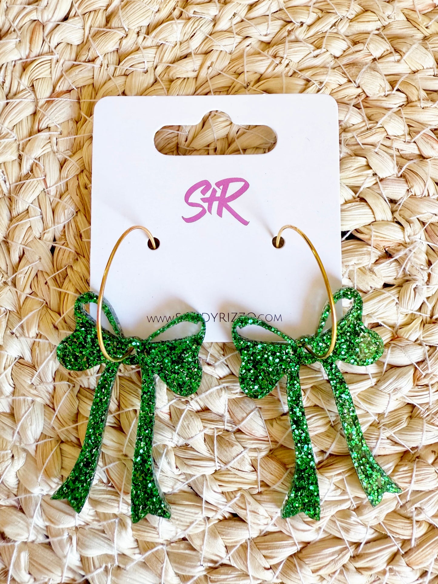 Green Glitter Bow Hoop