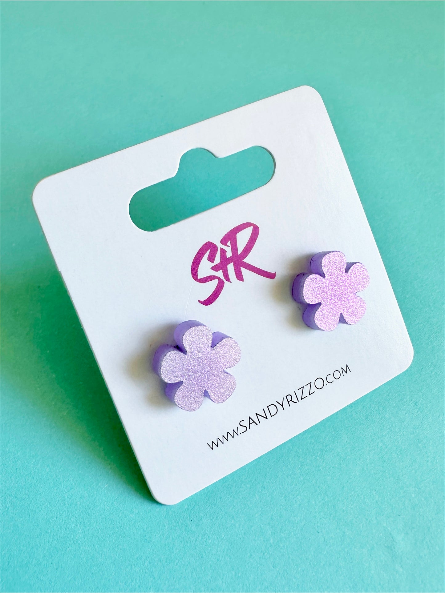 Purple Iridescent Tiny Flower Stud