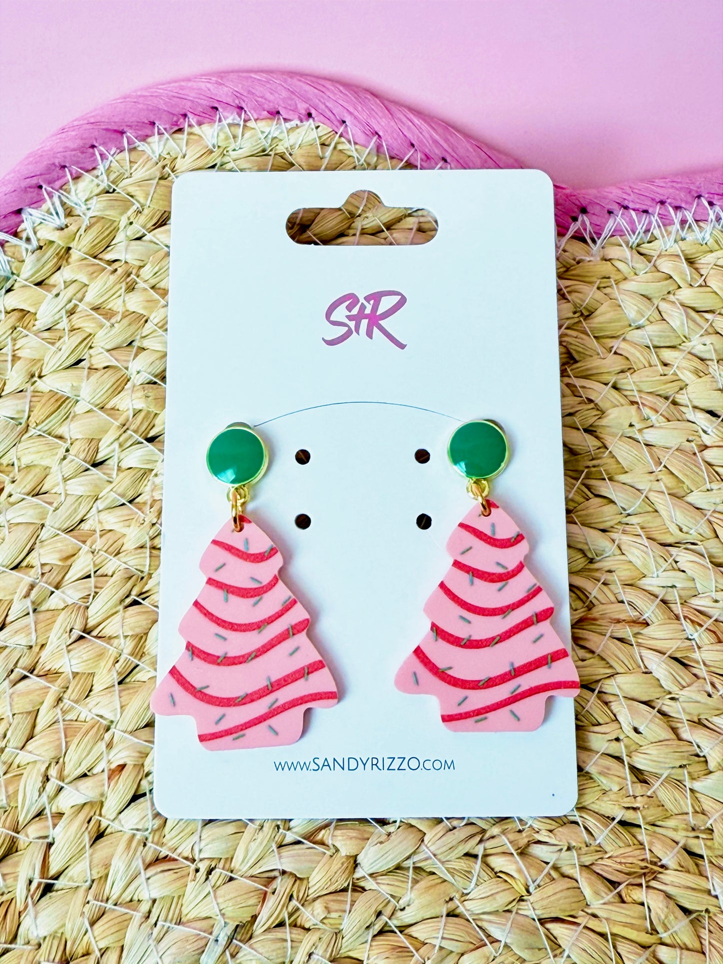 Pink Christmas Tree Cake Dangle