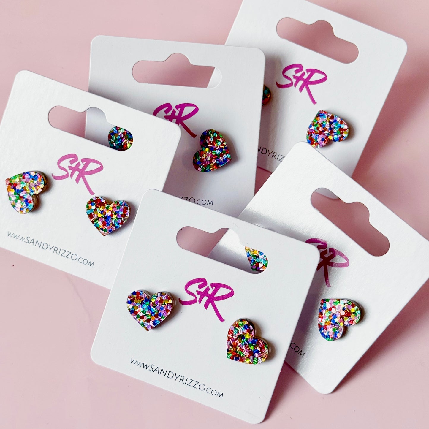 Confetti Dot Heart Stud
