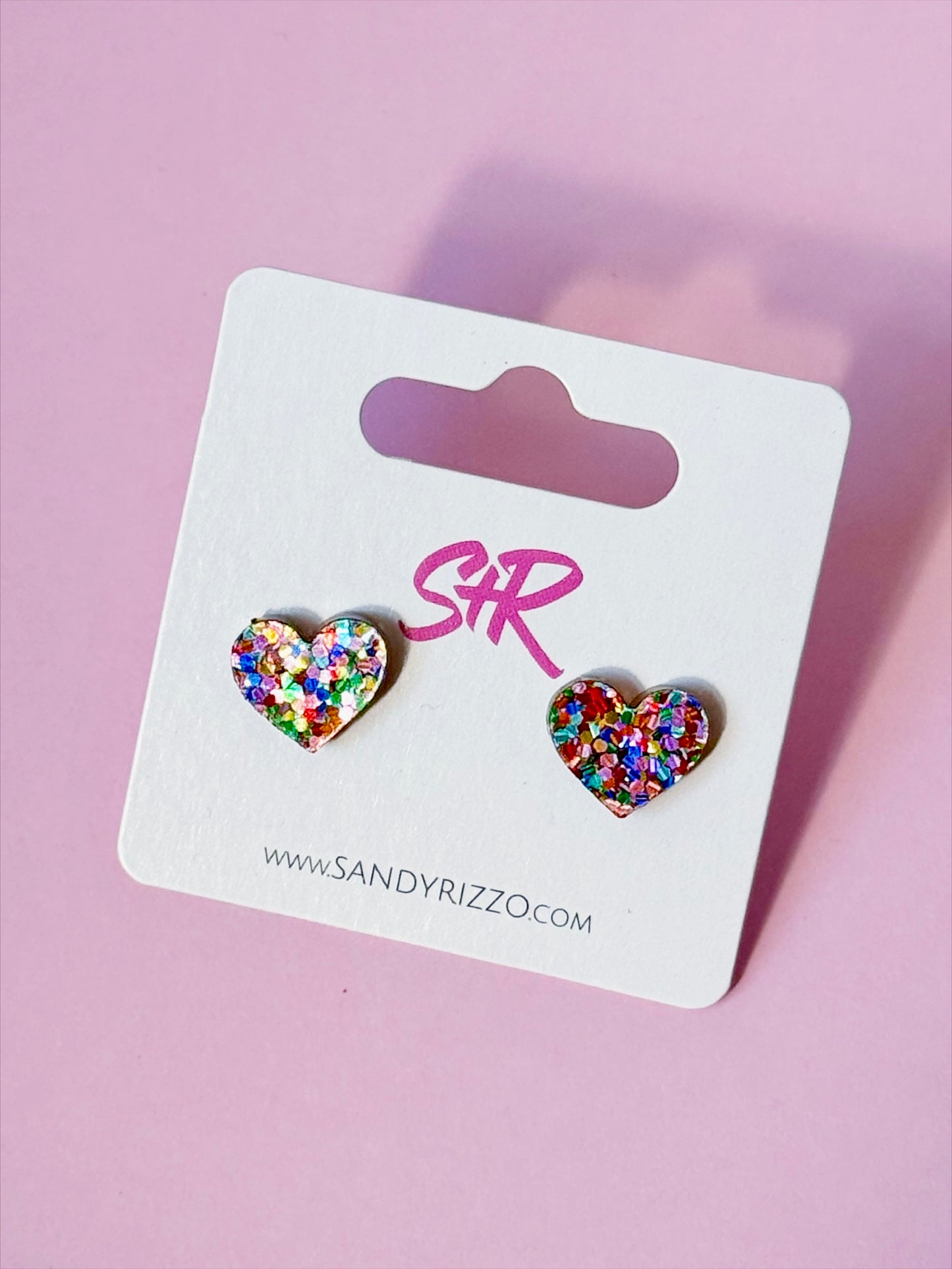 Confetti Dot Heart Stud