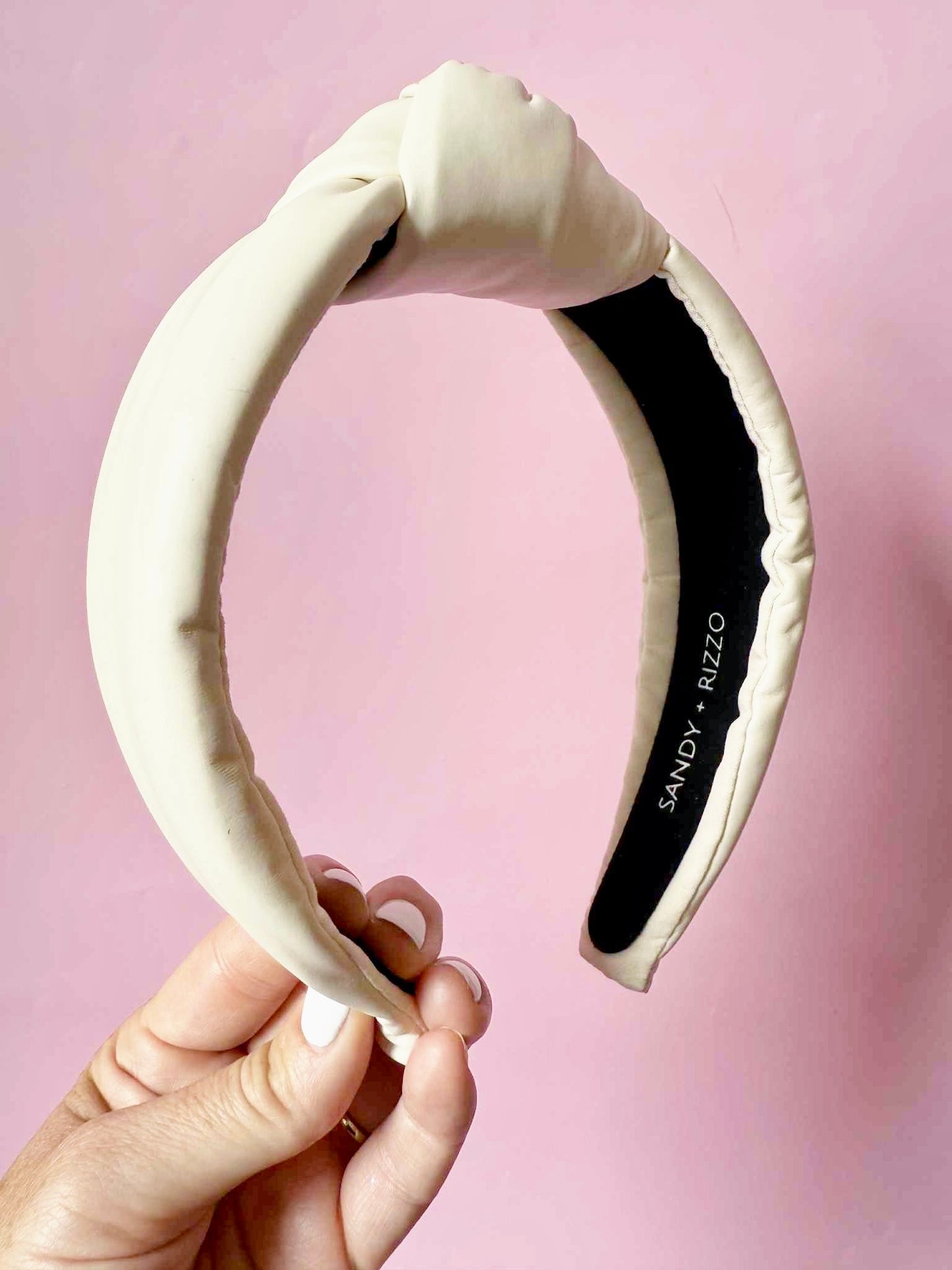 Cream Faux Leather Headband
