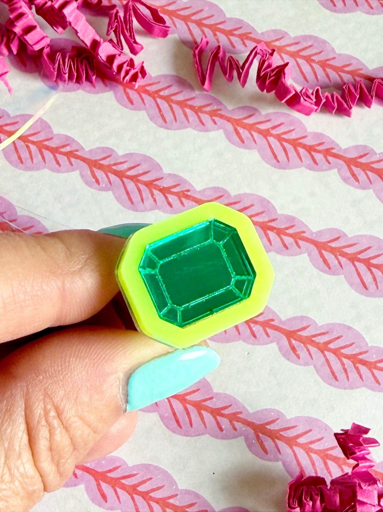 Acid Yellow and Green Gem Ring