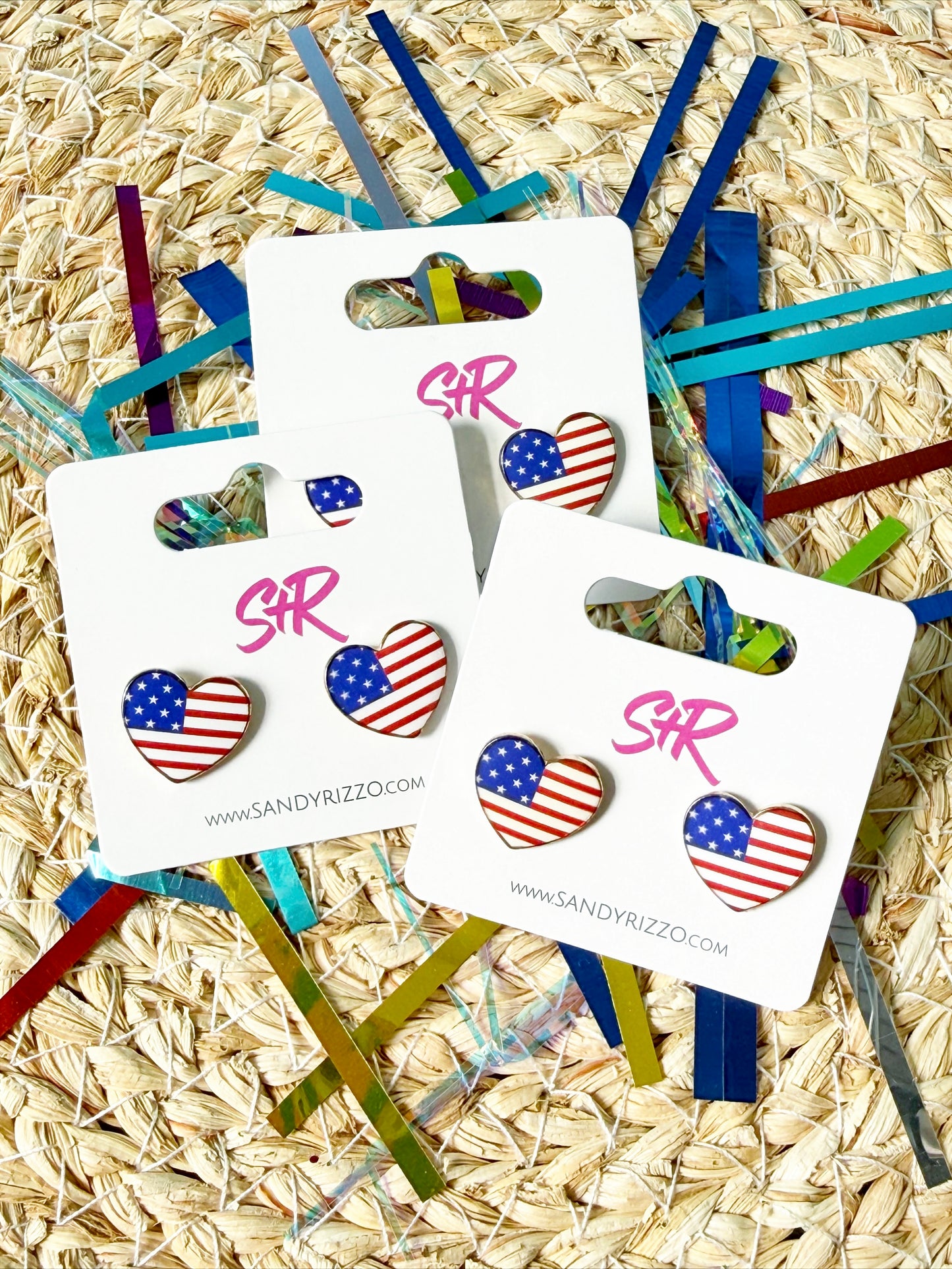 America Enamel Heart Stud