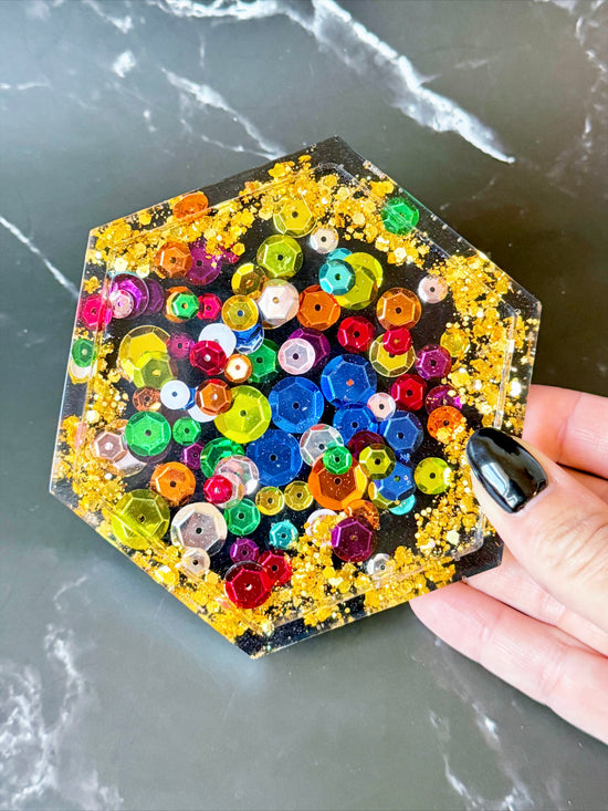 Rainbow Confetti Coaster