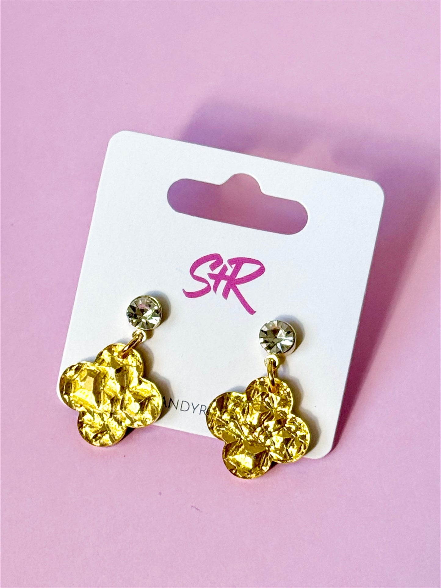 Gold Lamé Petite Quatrefoil Dangle