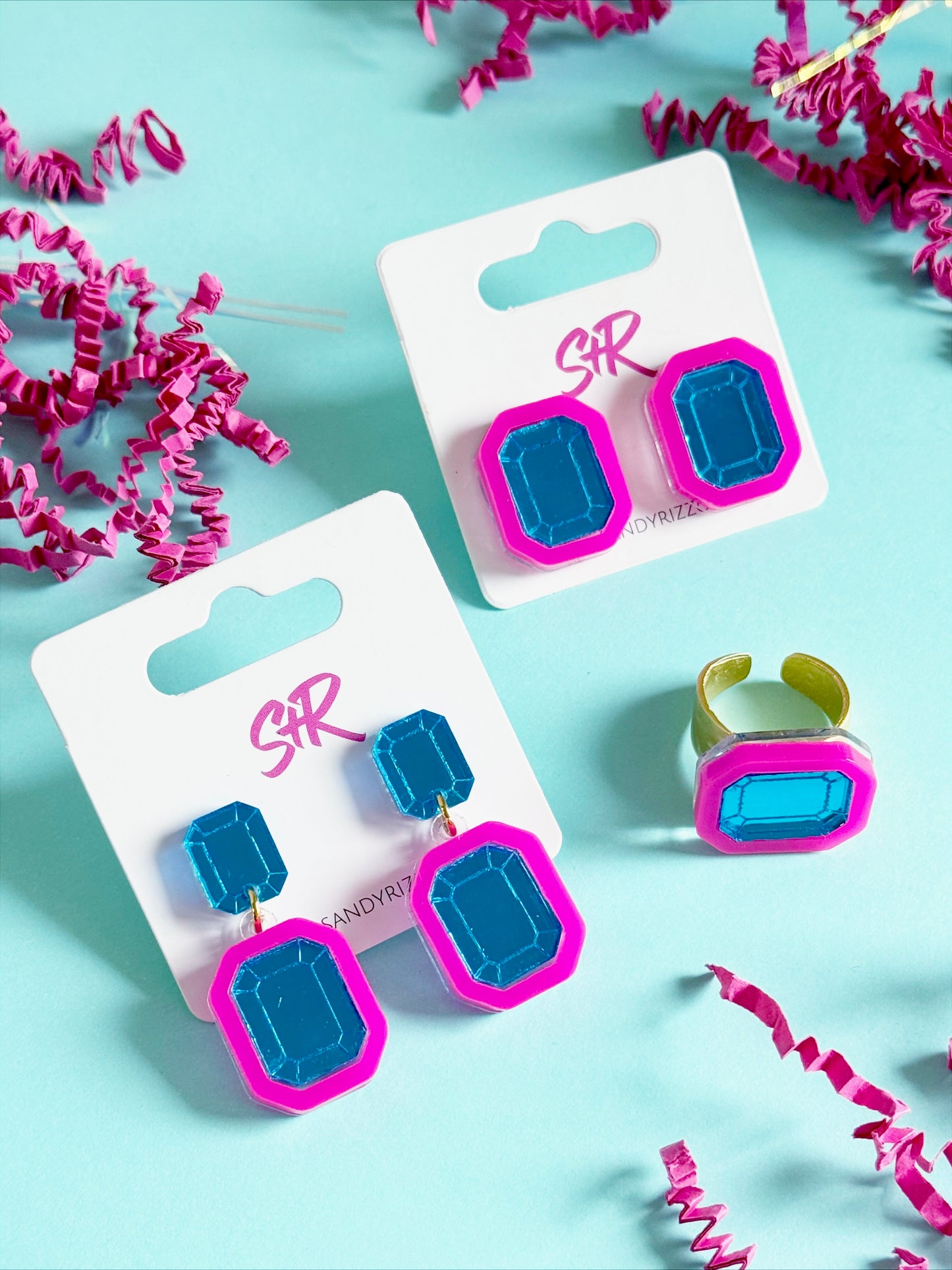Pink and Blue Gem Dangle