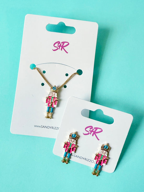 Small Bright Enamel Nutcracker Stud