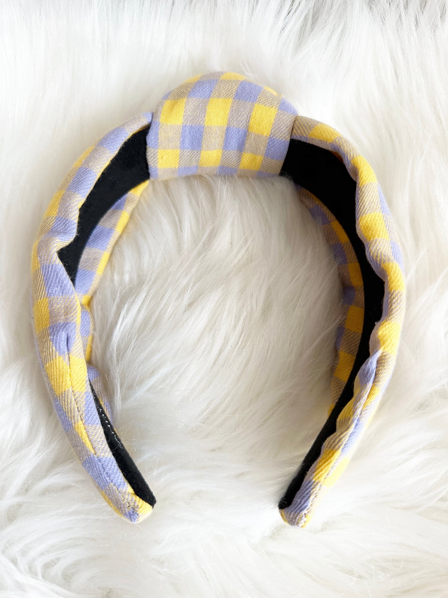 Purple and Yellow Gingham Headband