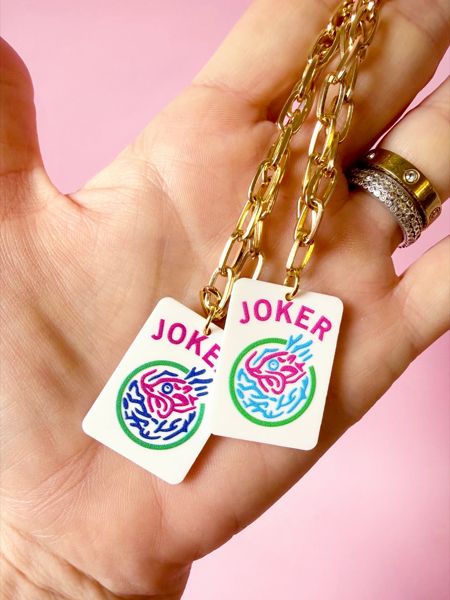 Joker Pastel Mahjong Chain Necklace