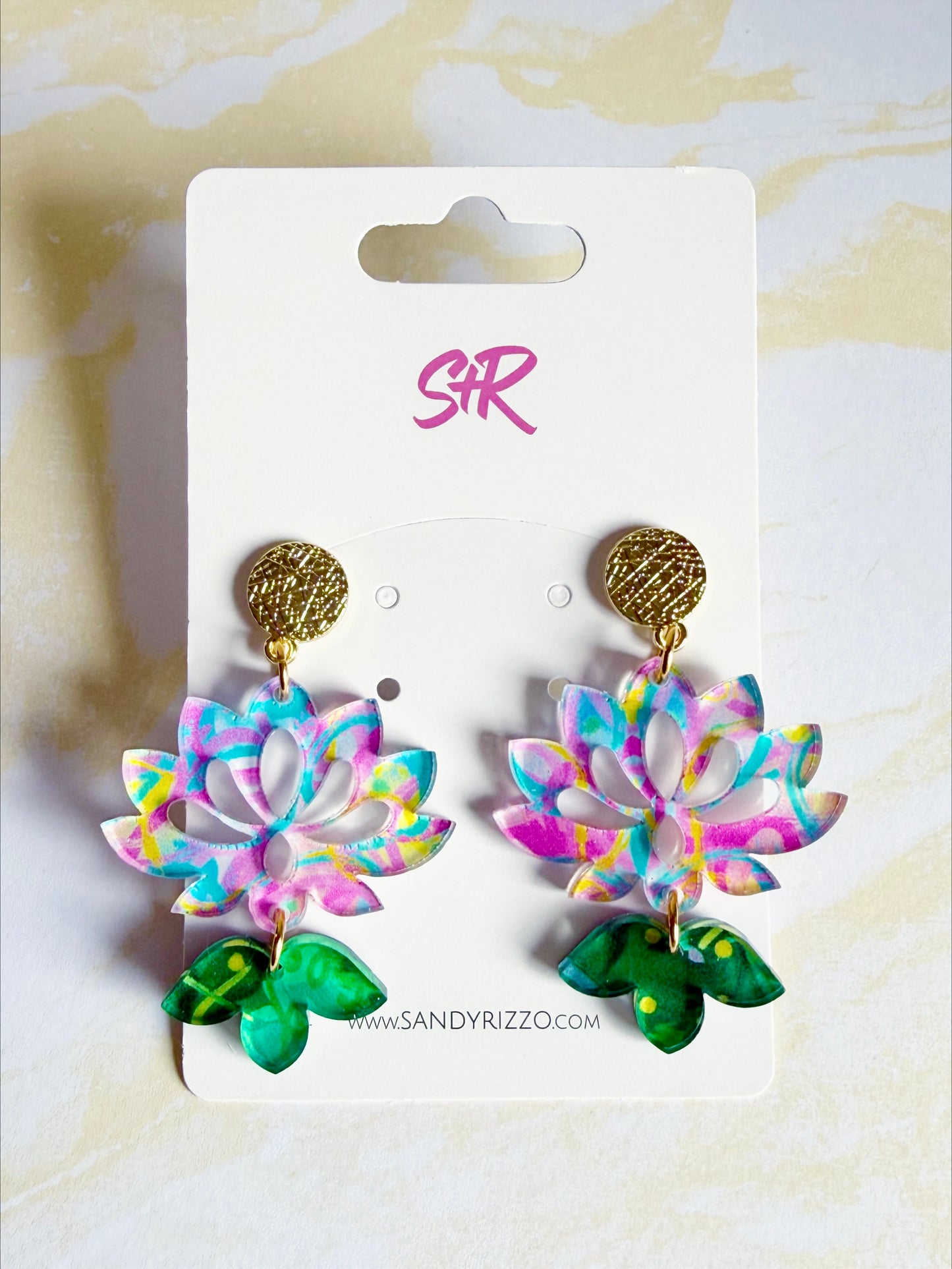 Painted Lotus Flower Dangle
