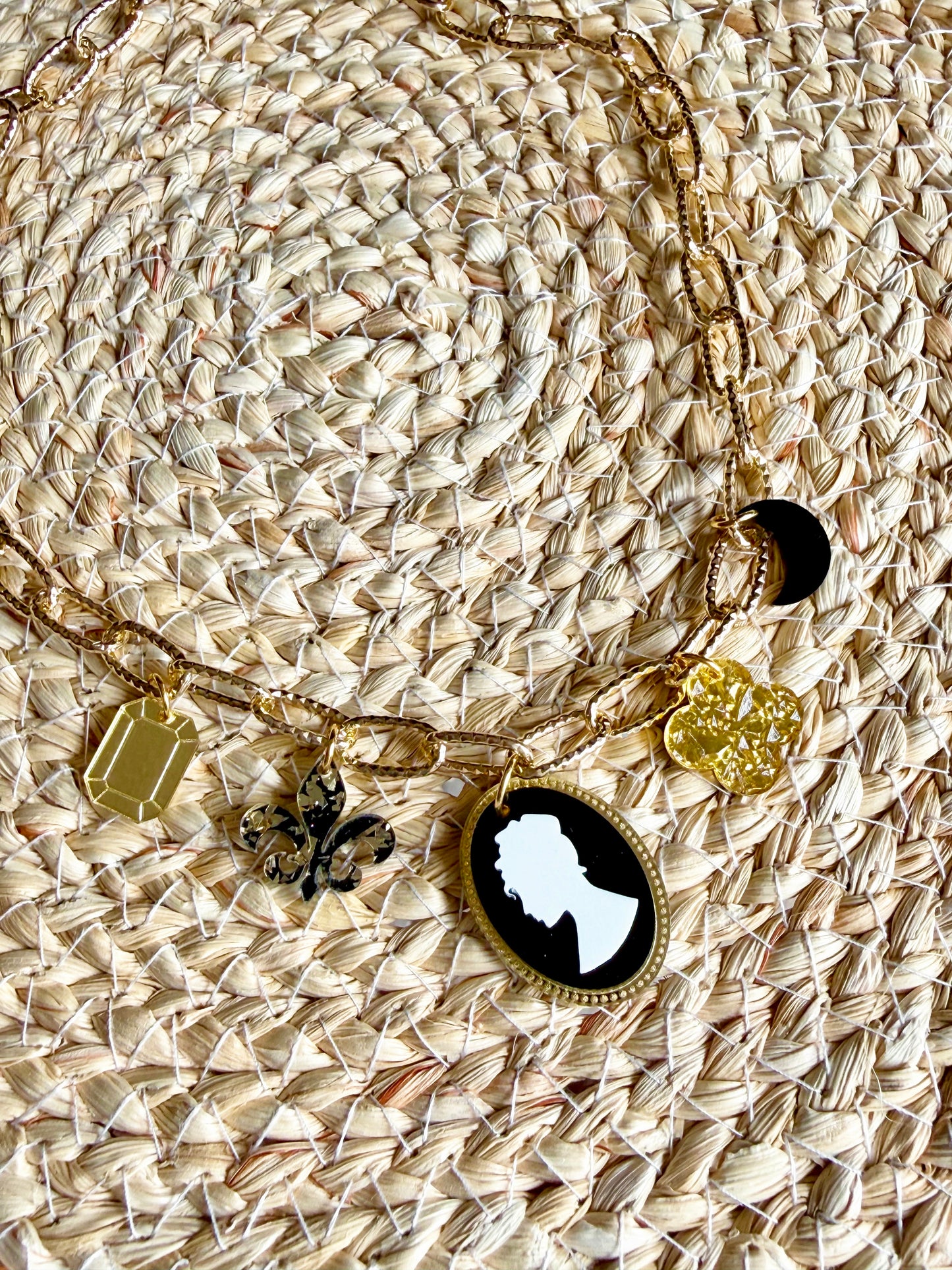 Black Cameo Charm Necklace