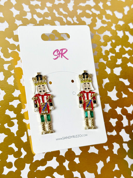 Large Traditional Enamel Nutcracker Stud