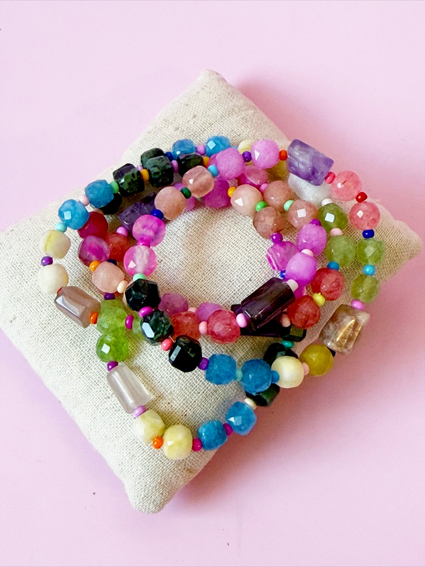Pink Rainbow Confetti Bracelet