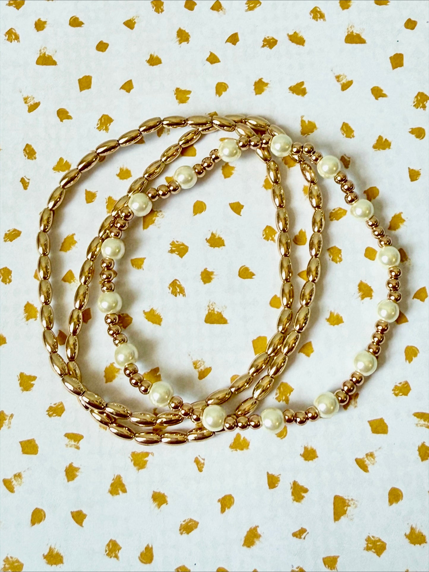 Water-Resistant Gold Pearl Stack