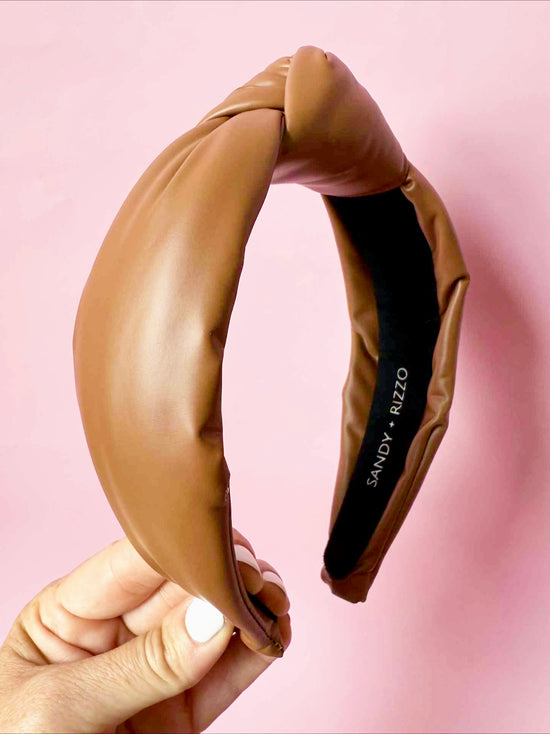 Brown Faux Leather Headband