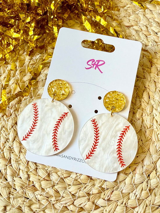 White Pearl Baseball Dangle