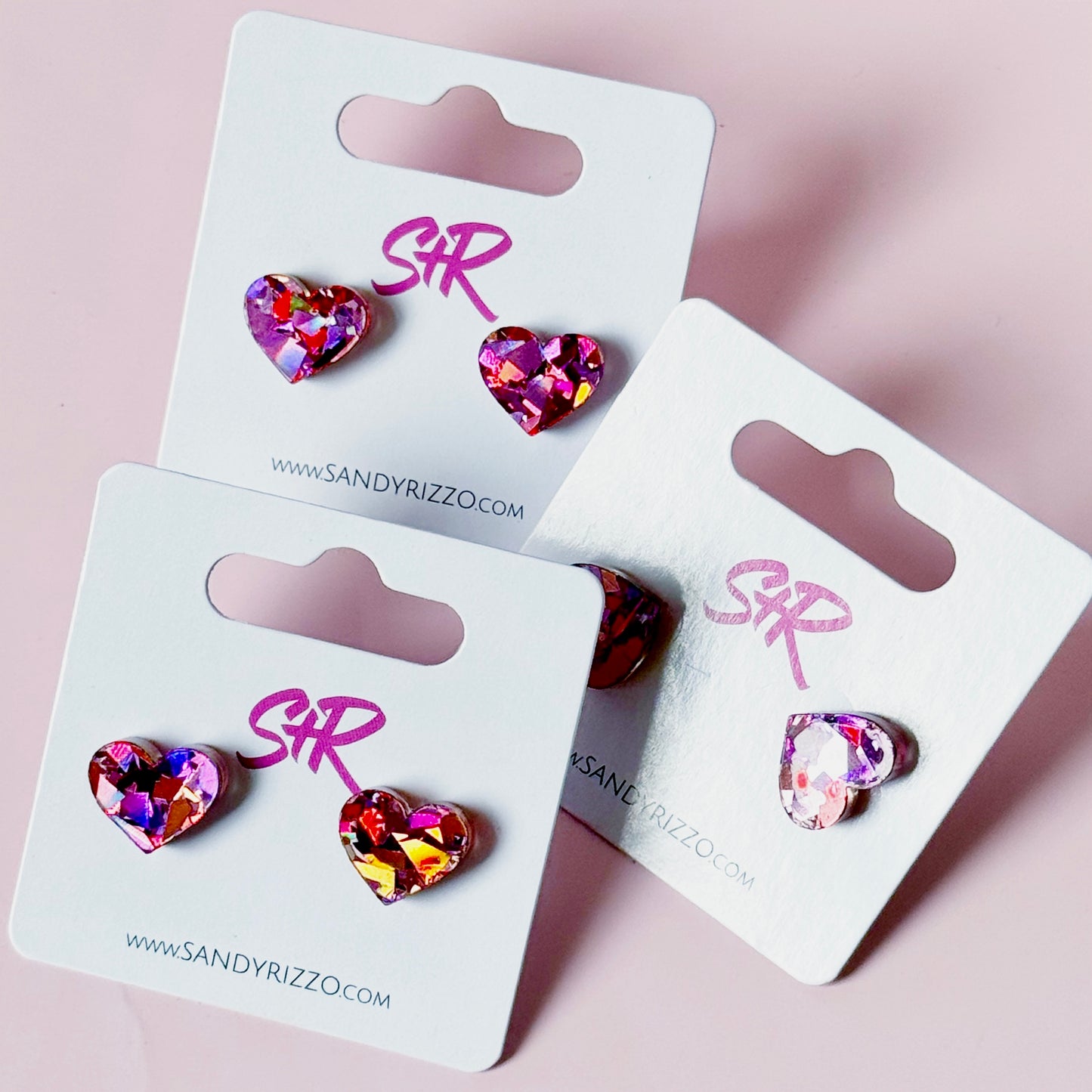 Pink Confetti Heart Stud