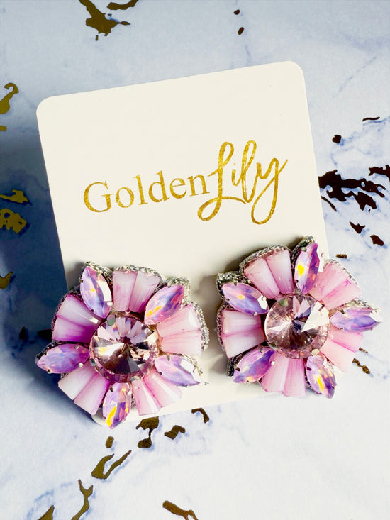 Golden Lily Blush Rhinestone Stud