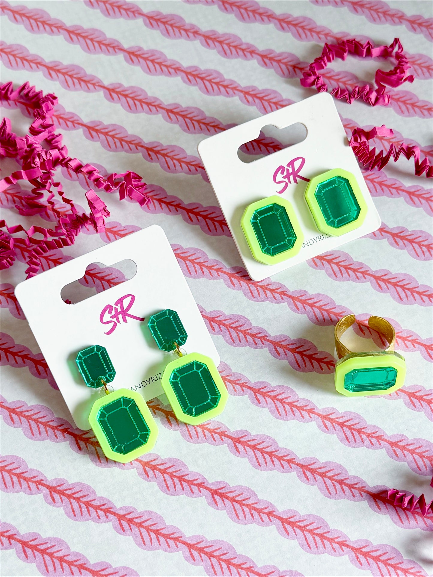 Acid Yellow and Green Gem Ring