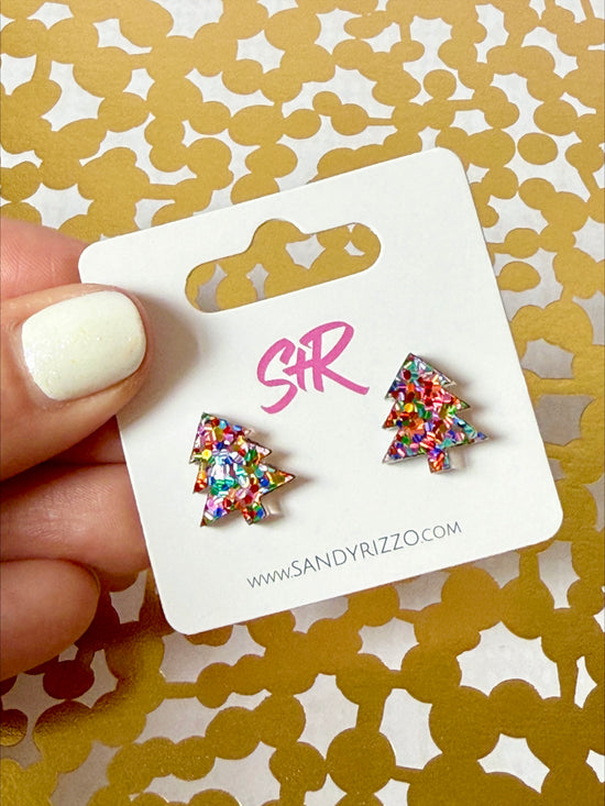Confetti Dot Christmas Tree Stud