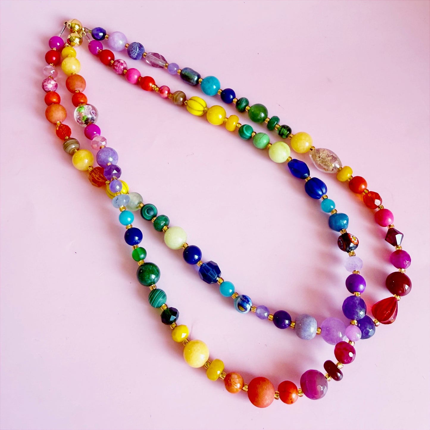 Retro Rainbow Beaded Necklace