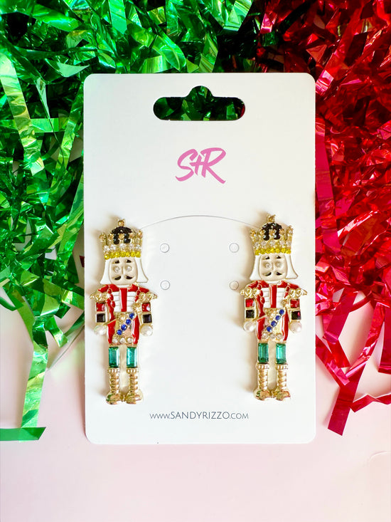 Large Traditional Enamel Nutcracker Stud