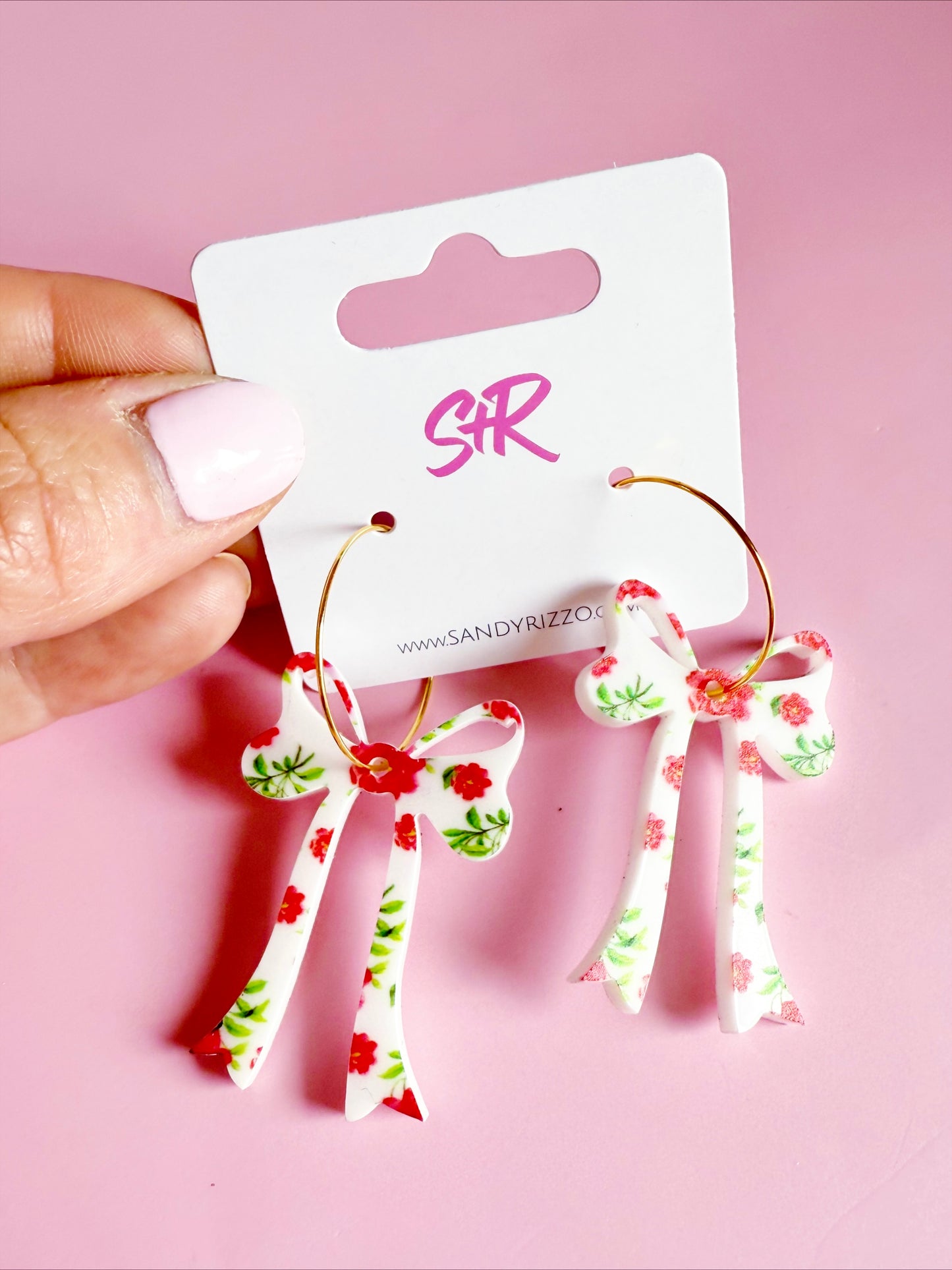 Red Floral Bow on a Hoop
