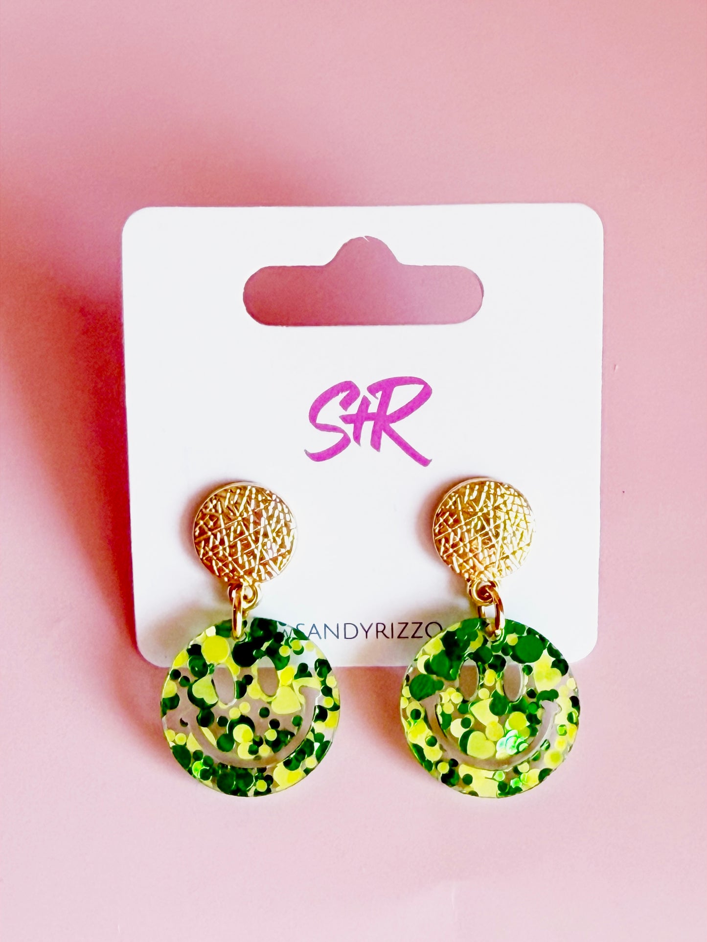 Green Petite Smiley Dangle