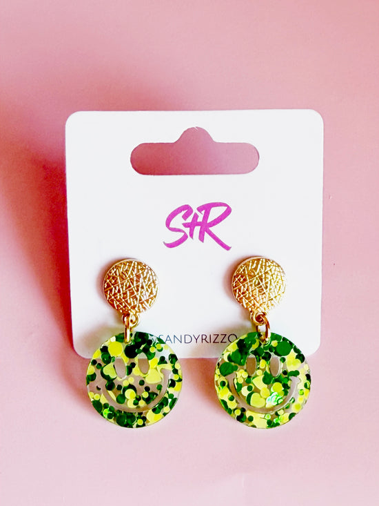 Green Petite Smiley Dangle