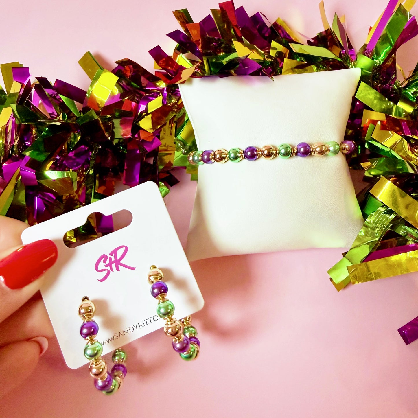 Mardi Gras Beaded Bracelet