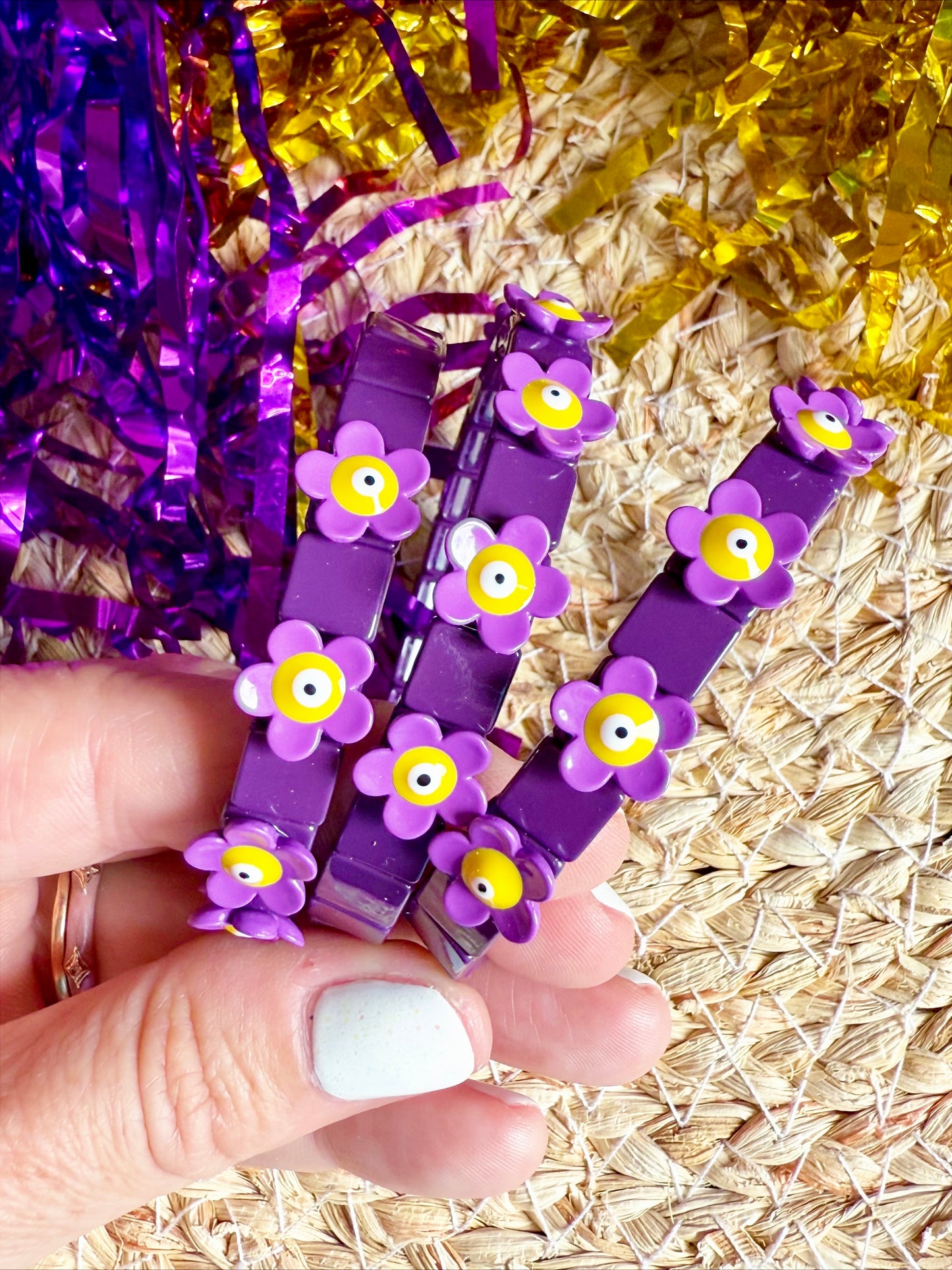 Purple Flower Stretch Bracelet