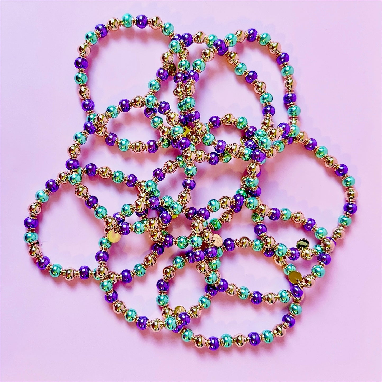 Mardi Gras Beaded Bracelet