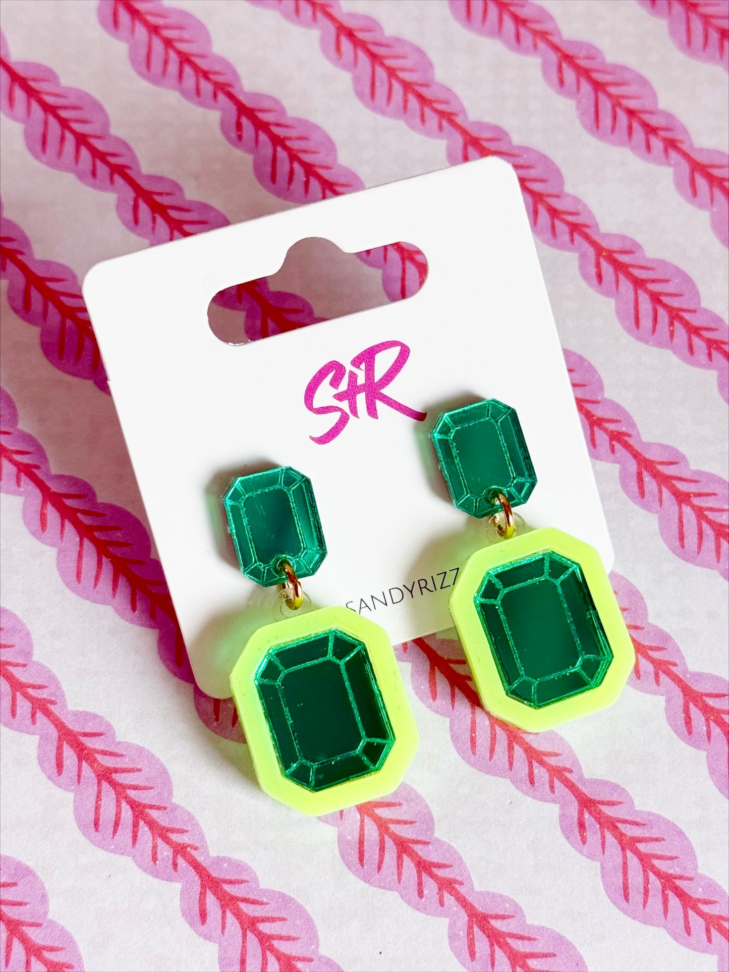 Acid Yellow and Green Gem Dangle