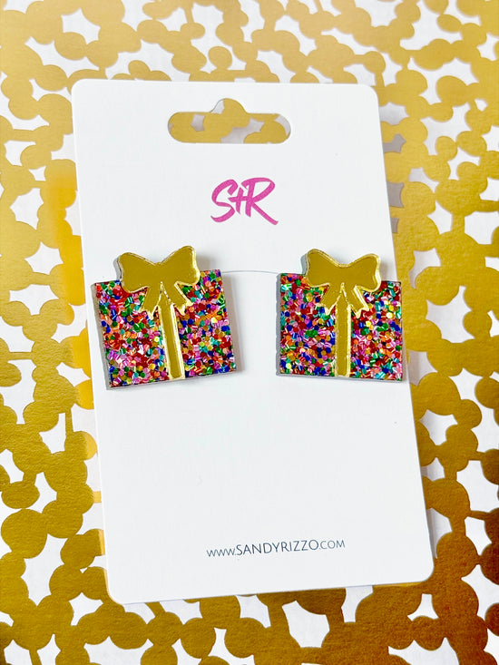 Confetti Dot Christmas Present Stud