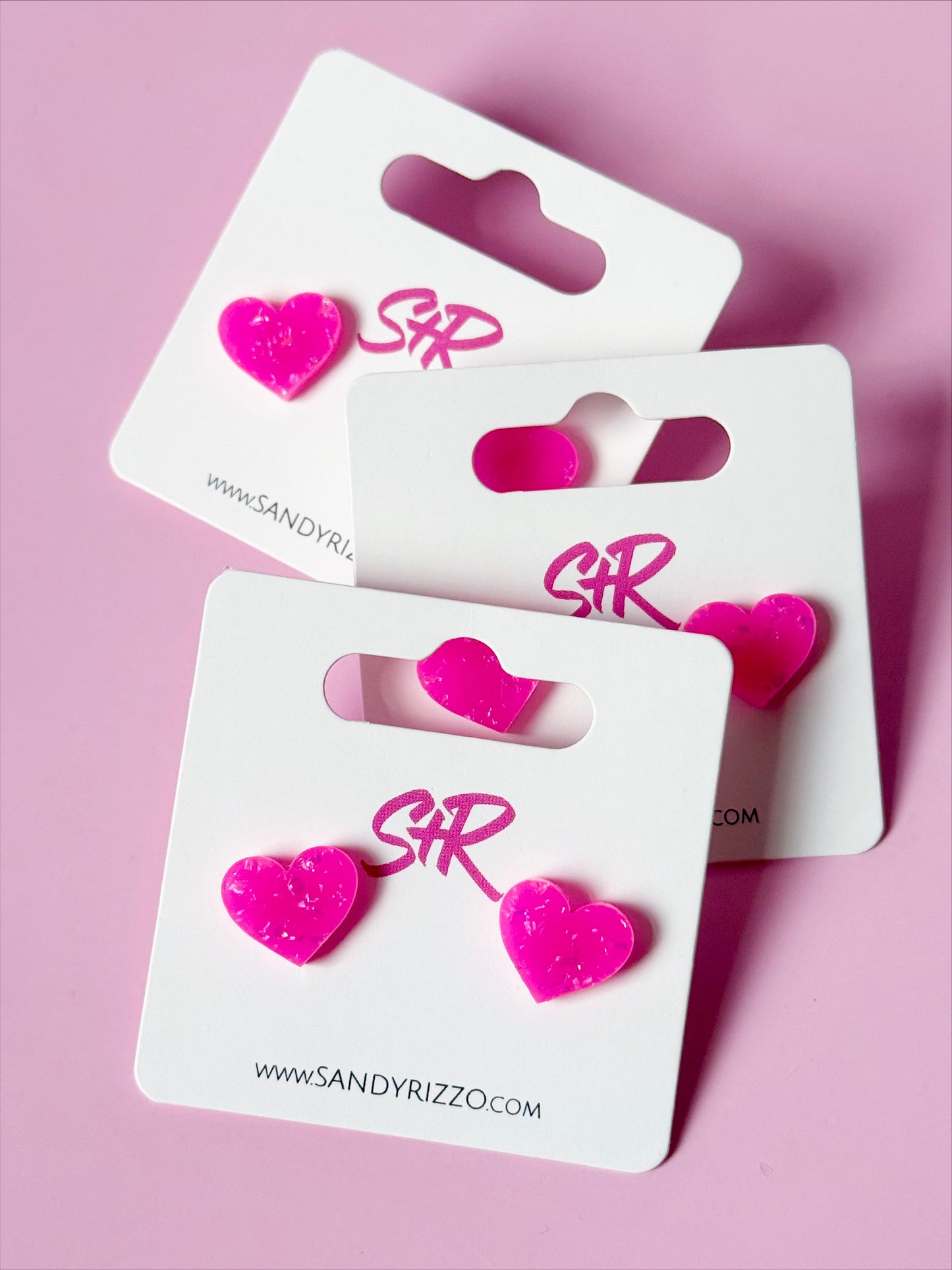 Dolly Pink Heart Stud