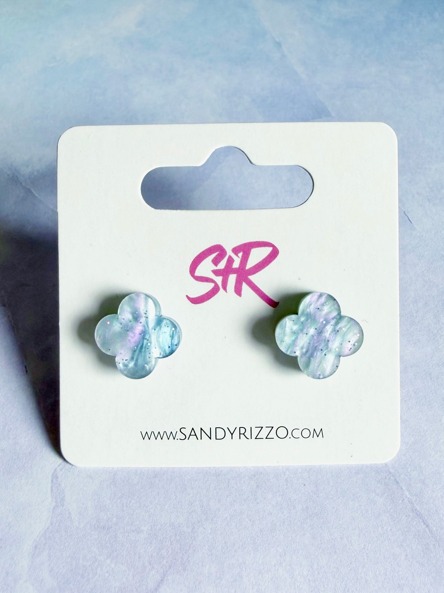 Petite Blue Unicorn Quatrefoil Stud