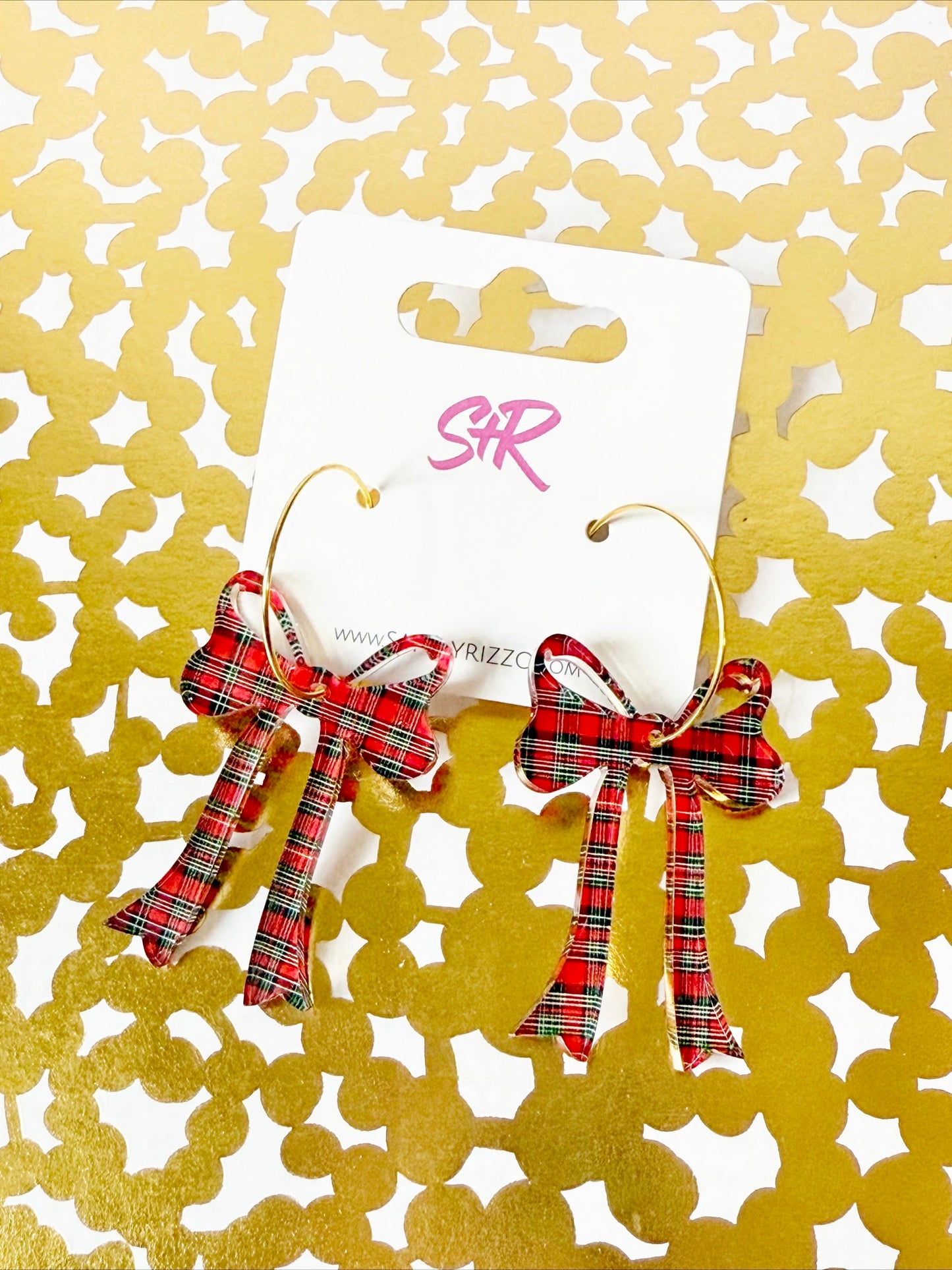 Red Plaid Bow on a Hoop