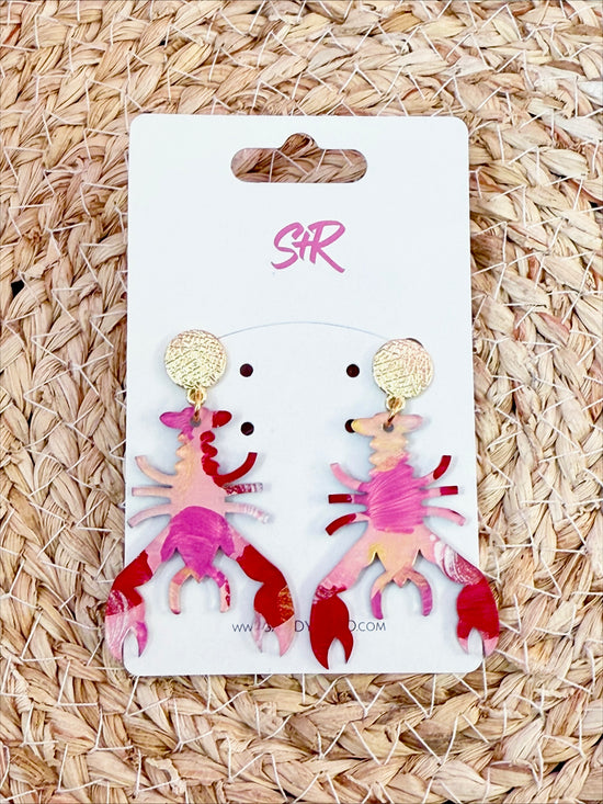 Art Red and Pink Painted Crawfish