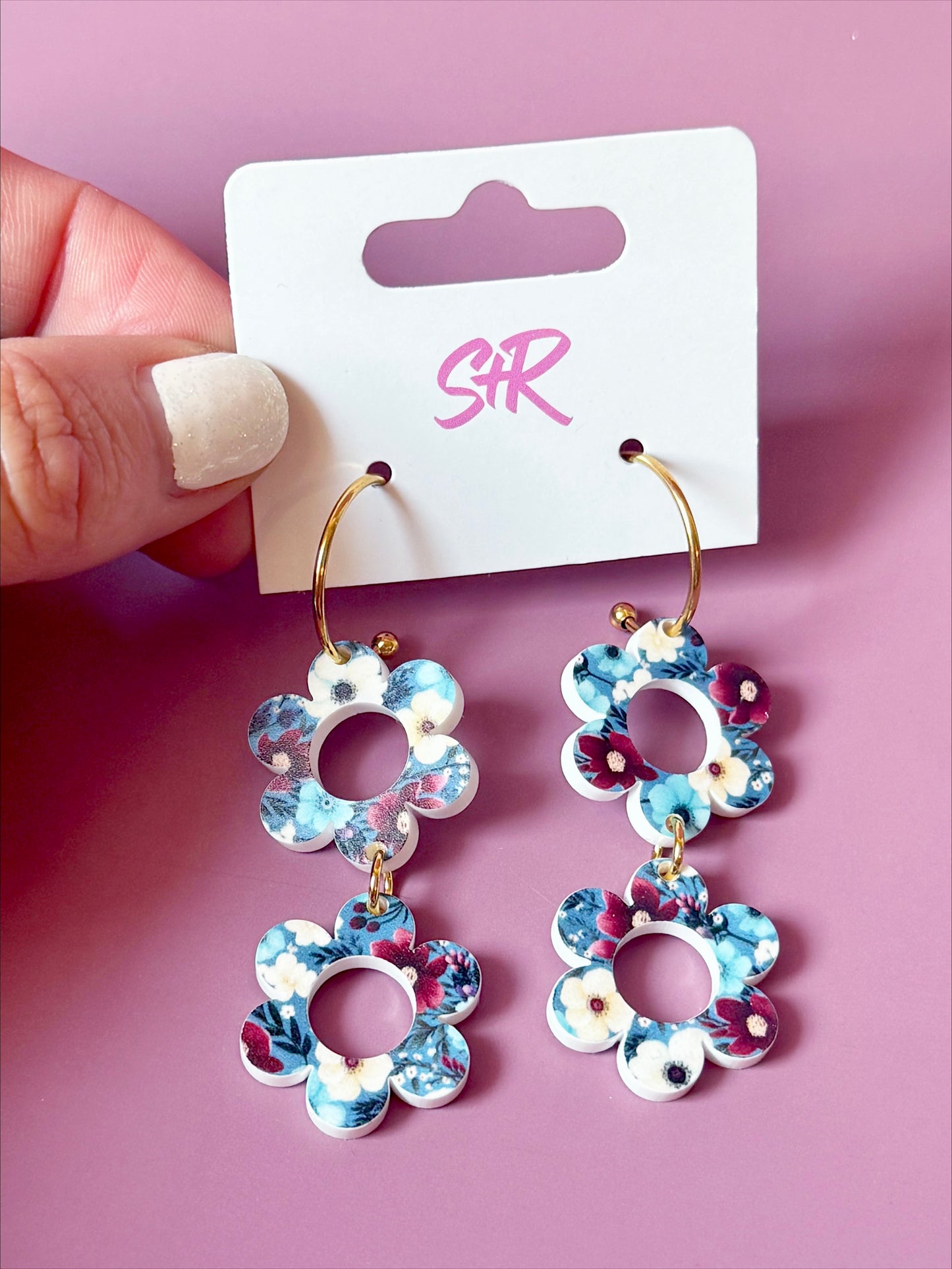 Blue Floral Double Daisy