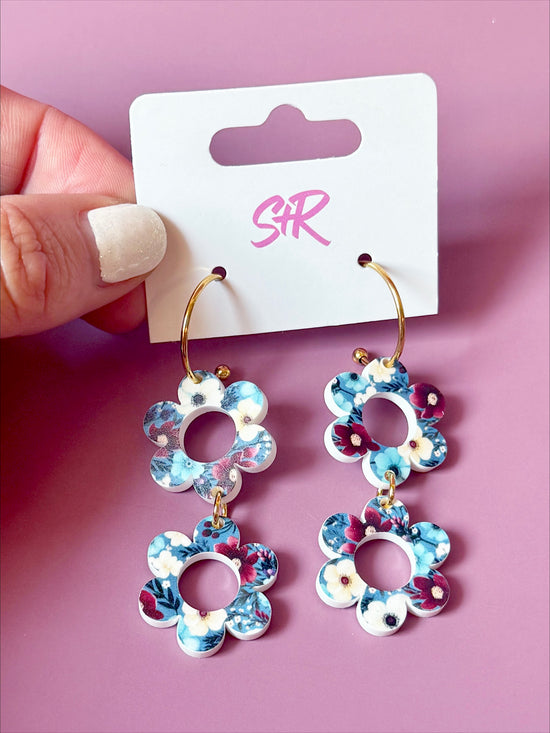 Blue Floral Double Daisy