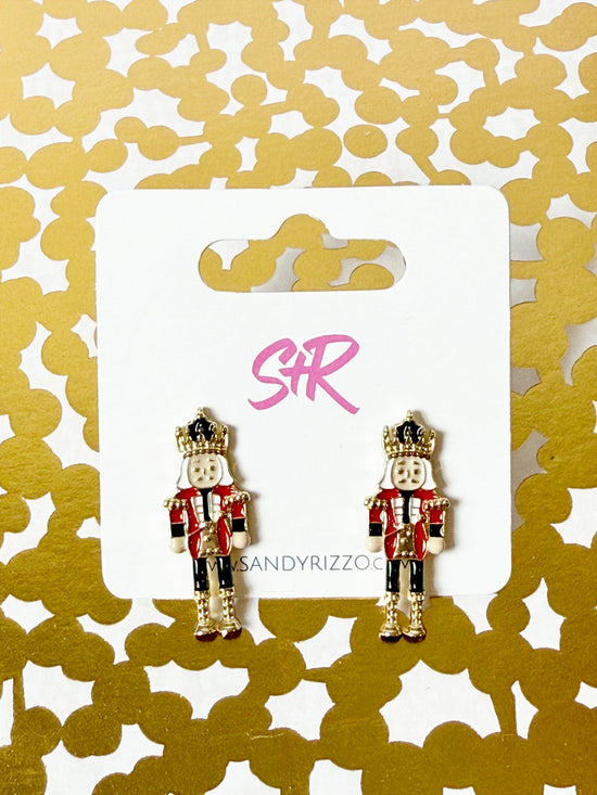 Small Traditional Enamel Nutcracker Stud