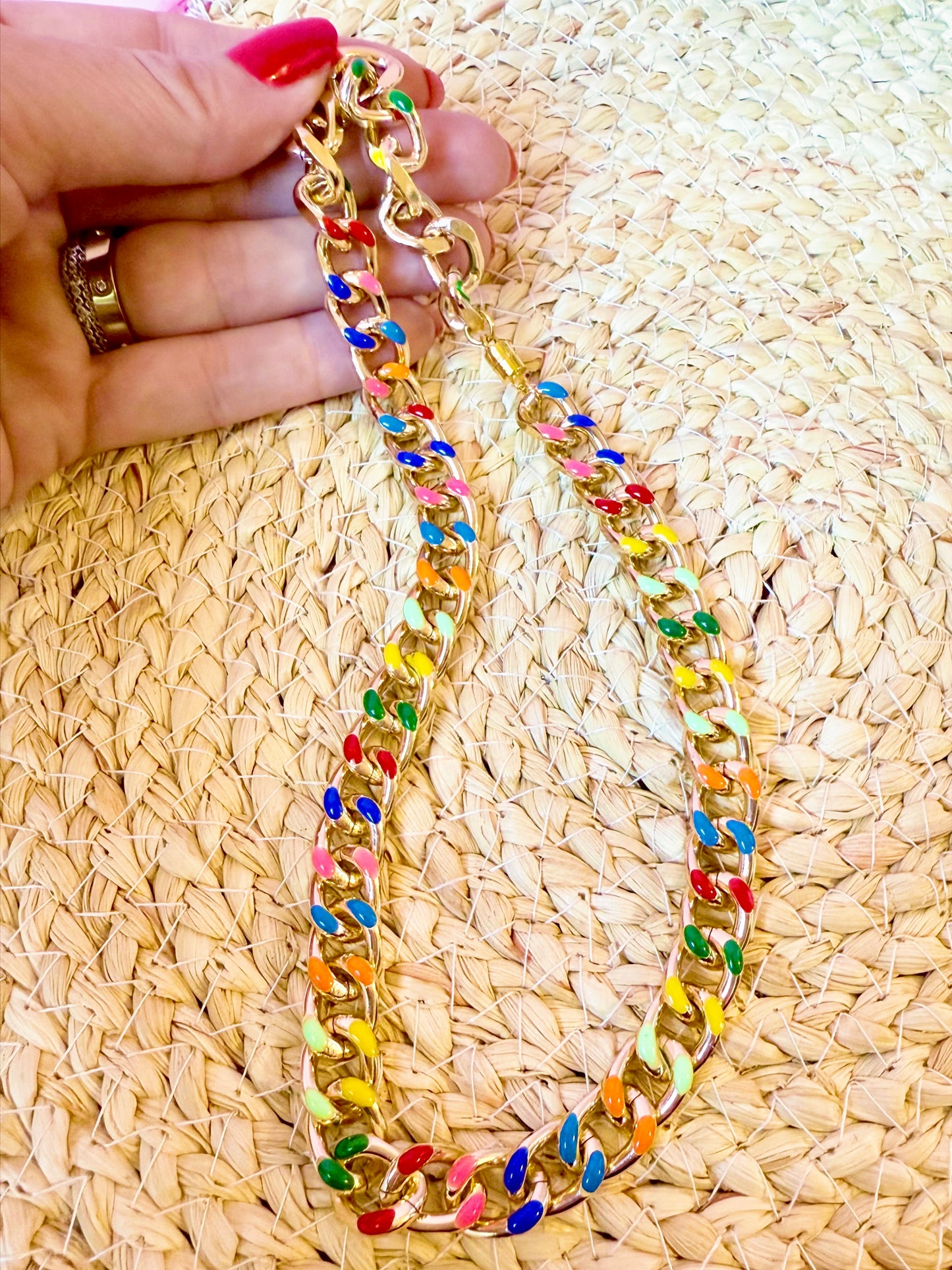 Rainbow Chunky Chain Necklace