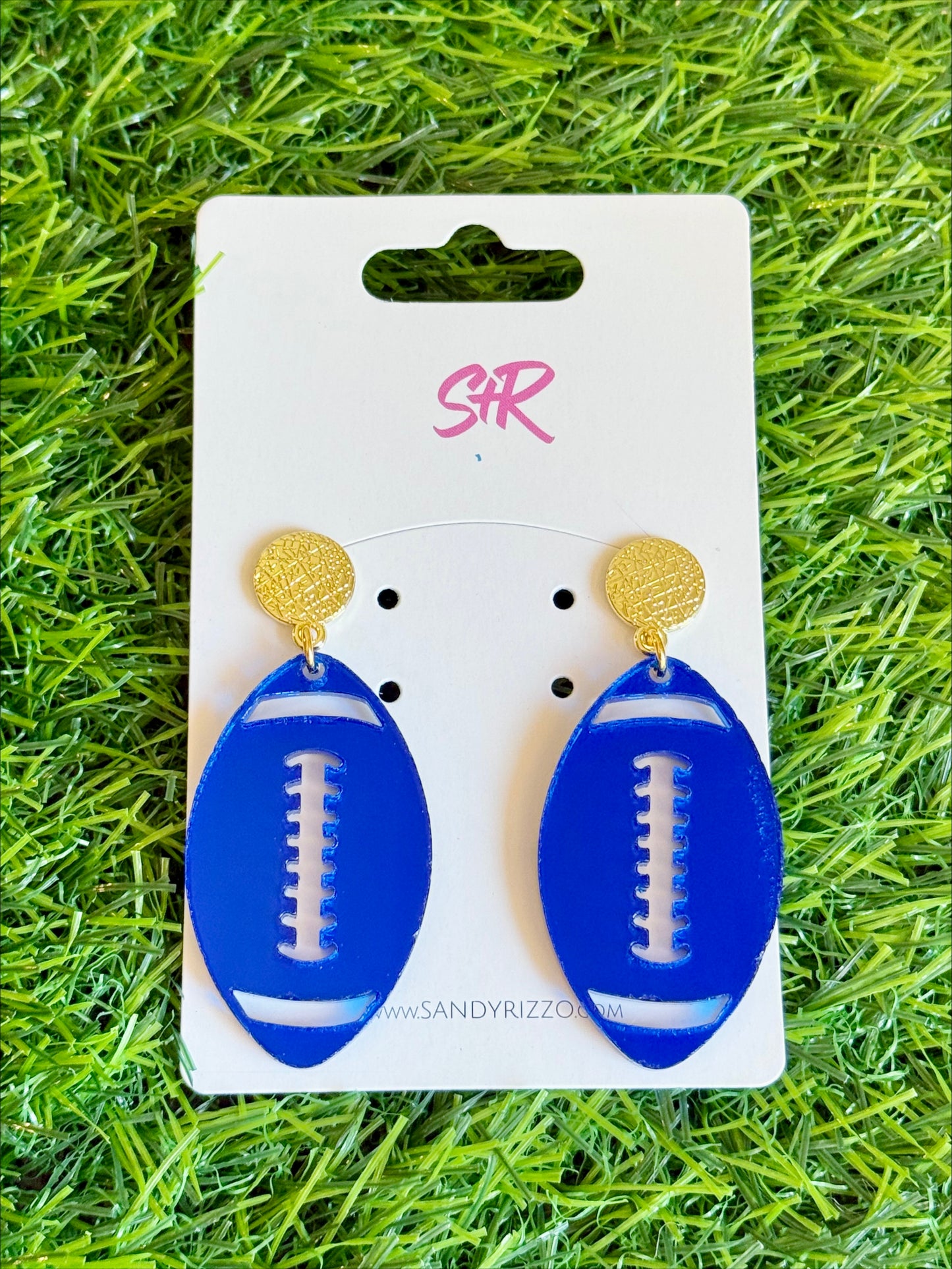 Blue Mirror Football Dangle