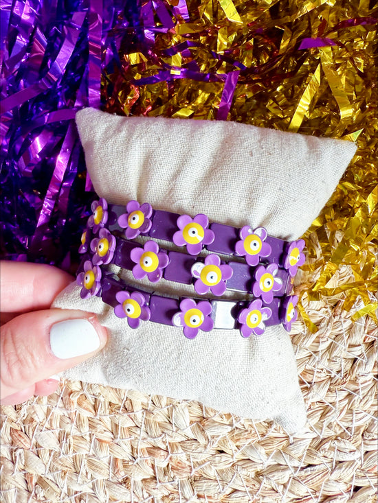 Purple Flower Stretch Bracelet