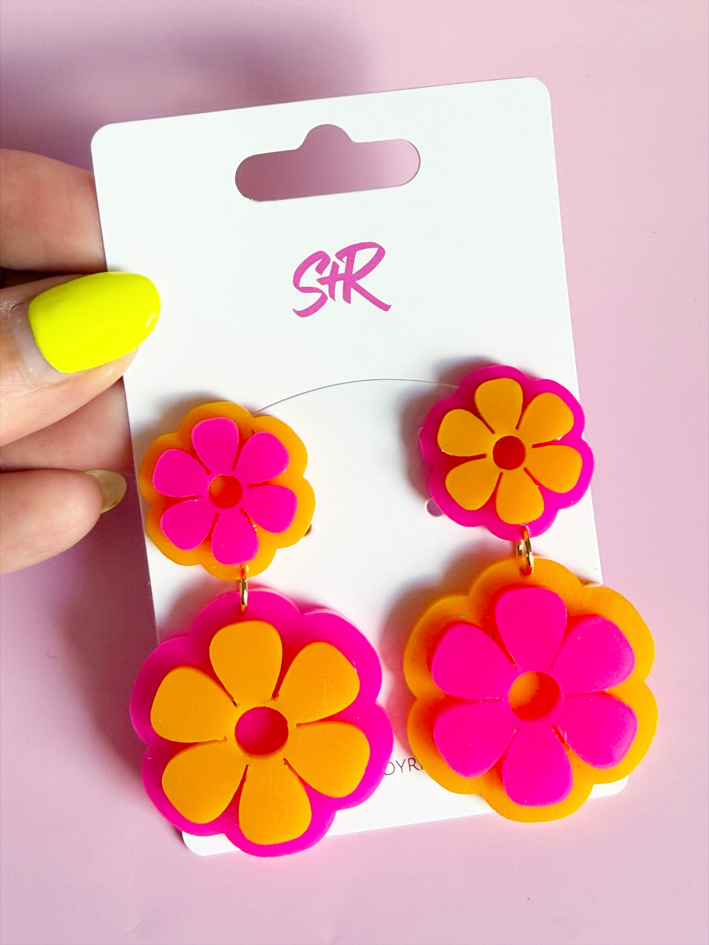 Hot Pink and Orange Double Flowers