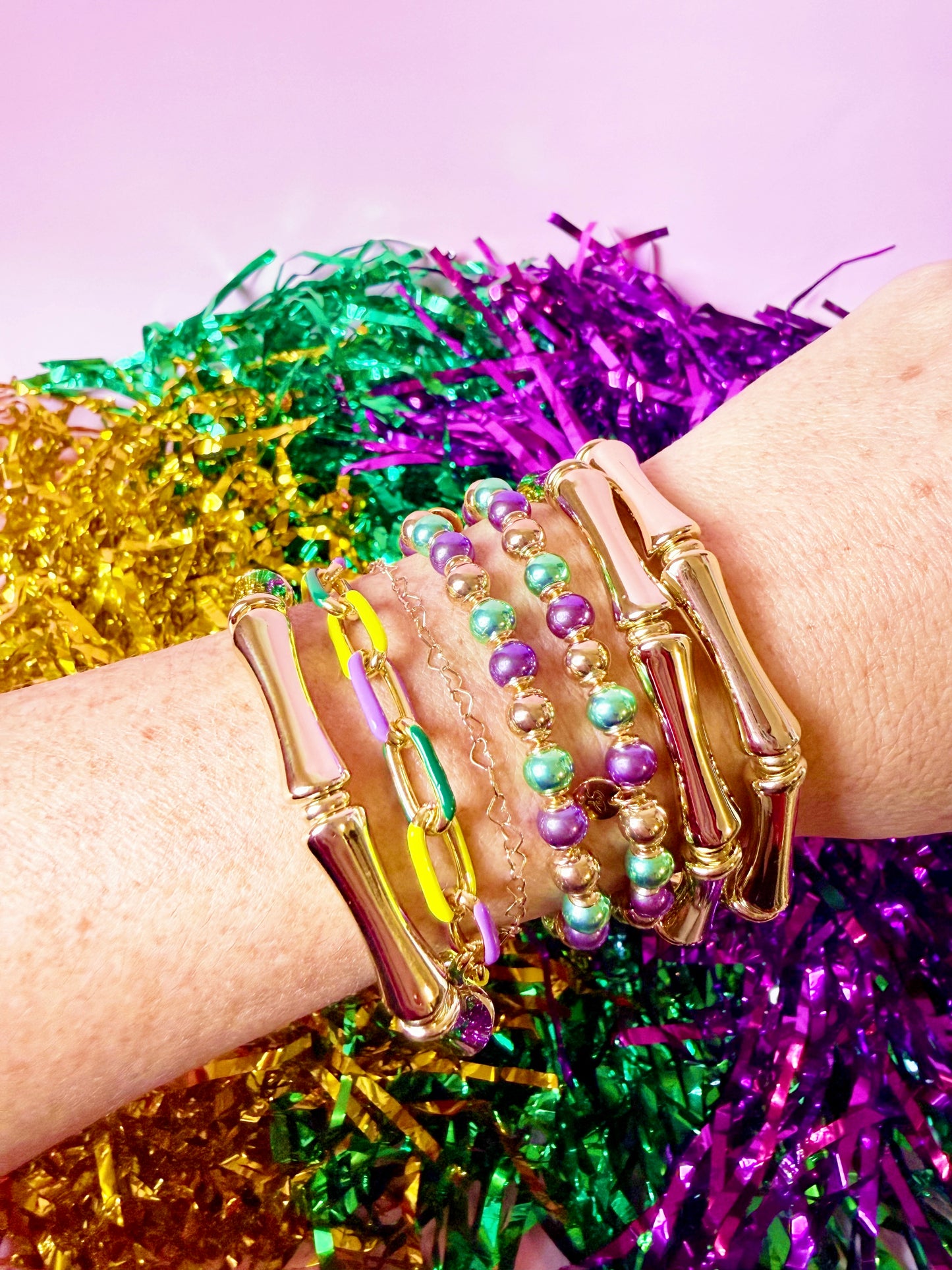 Mardi Gras Beaded Bracelet