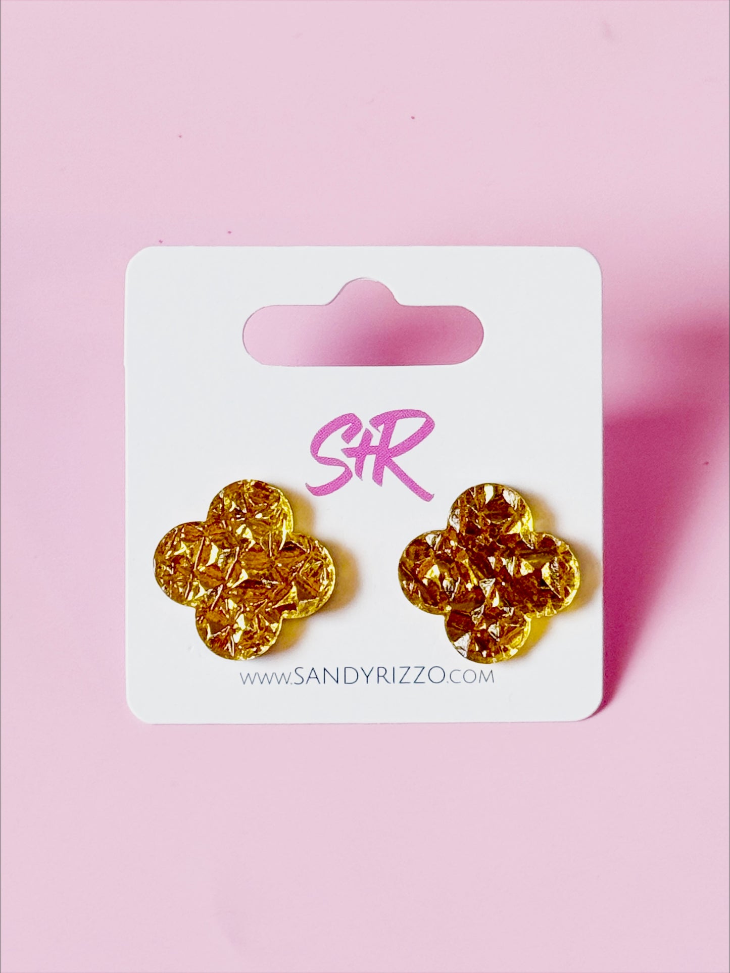Gold Lamé Quatrefoil Stud